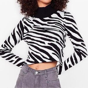 NASTY GAL MONOCHROME ANIMAL PRINT SWEATER